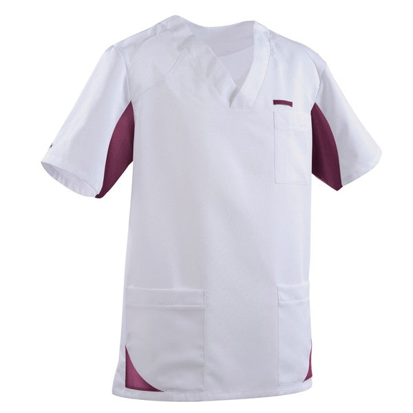 Tunique médicale homme 2SAH blanc & prune
