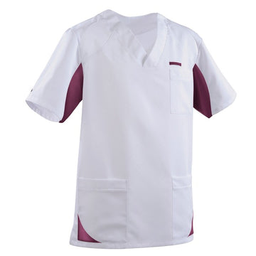 Tunique médicale homme 2SAH blanc & prune