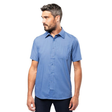 Chemises de Serveur Manches Courtes Bleu Ciel Silhouette