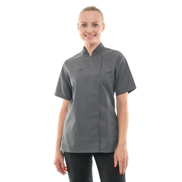 Veste de Cuisine Femme Californie Manches Courtes Grise - MANELLI