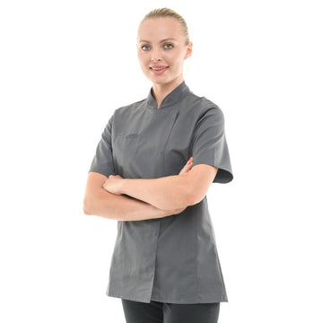 Veste de Cuisine Femme Californie Manches Courtes Grise - MANELLI 2