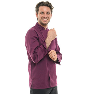 Veste de cuisine violette homme Texas Manches longues