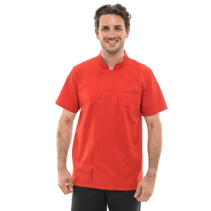 Veste de Cuisine Homme Manches Courtes Texas Rouge