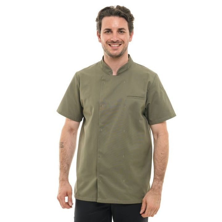 Veste de cuisine Texas Manelli en coloris Kaki modèle manches courtes