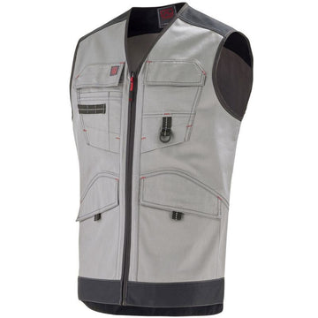 Gilet de Travail Homme Trowel Sans Manches Gris Acier / Noir - ADOLPHE LAFONT