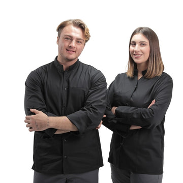 Veste de Cuisine à Manches Longues Nevada Noire Homme et Femme - MANELLI