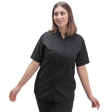 Veste de Cuisine Femme Marbella Manches Courtes Noire - MANELLI