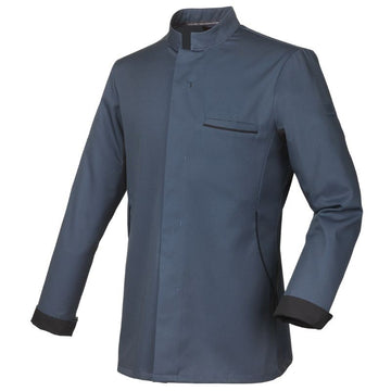 Veste Cuisine Homme Manche Longue Bleu Océan Liseré Noir Dunes - ROBUR