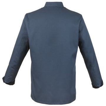 Dos Veste Cuisine Homme Manche Longue Bleu Océan Liseré Noir Dunes - ROBUR