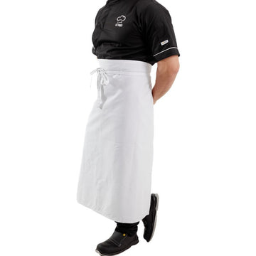 Tablier de Cuisine Long 100% Coton Blanc -