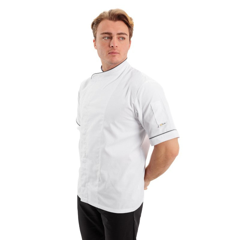 Veste de boulanger Blanche Liseré Gris foncé - MANELLI