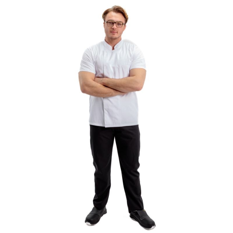 Veste de Cuisine Homme Texas à Manches courtes Blanc - MANELLI