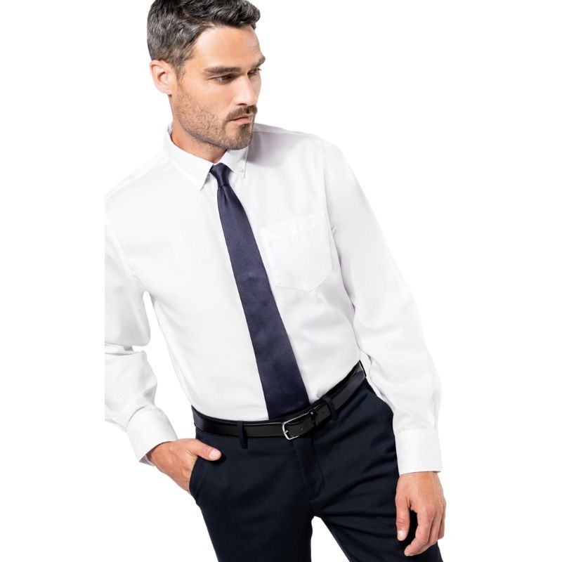 Silhouette Chemise Service Homme Manches Longues Sans Repassage Blanc - KARIBAN