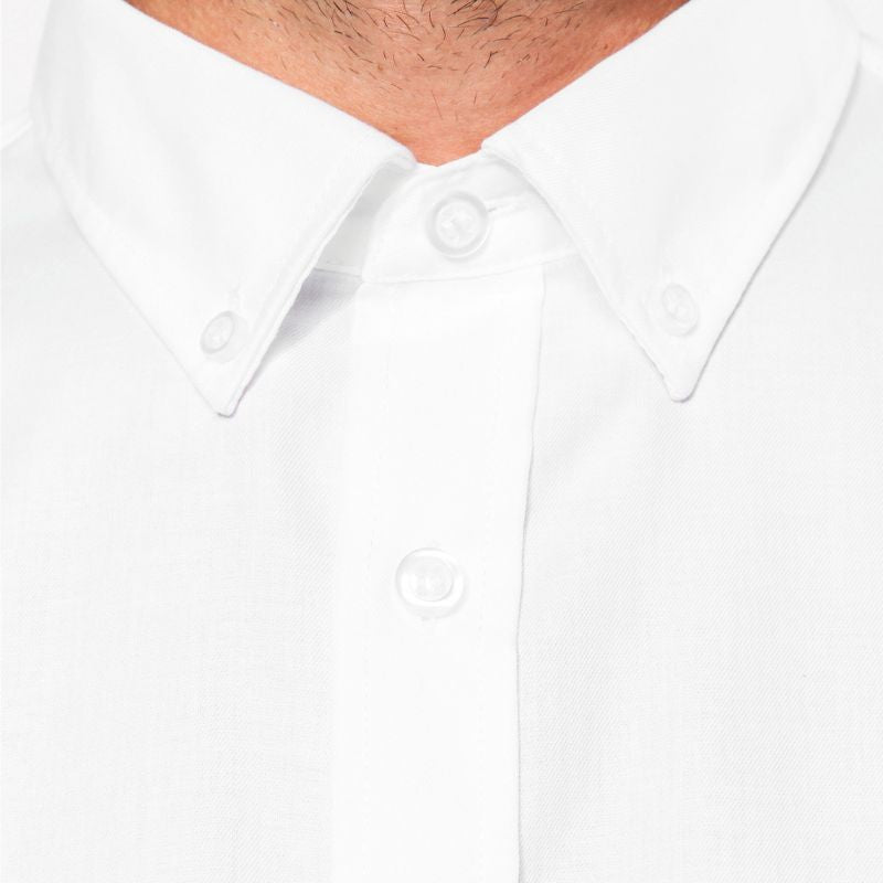 Zoom col Chemise Service Homme Manches Longues Sans Repassage Blanc - KARIBAN