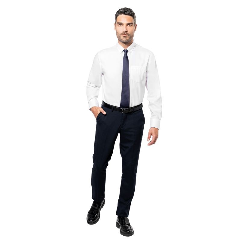Chemise Homme Manches Longues Sans Repassage Blanc - KARIBAN