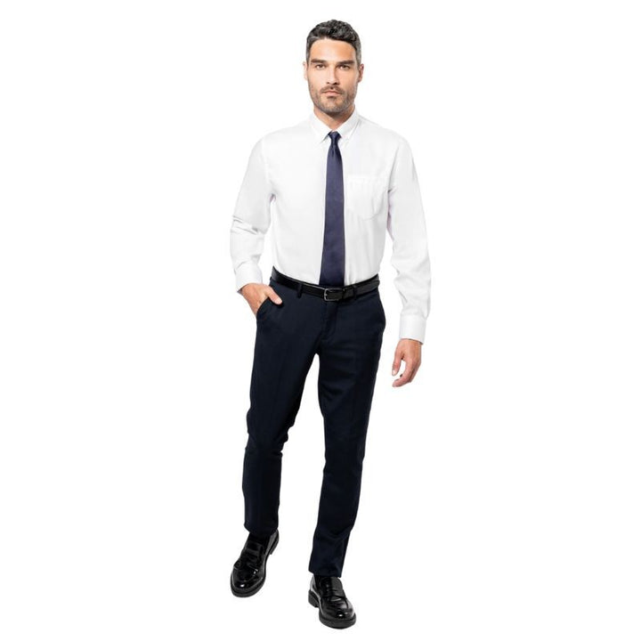 Chemise Homme Manches Longues Sans Repassage Blanc - KARIBAN