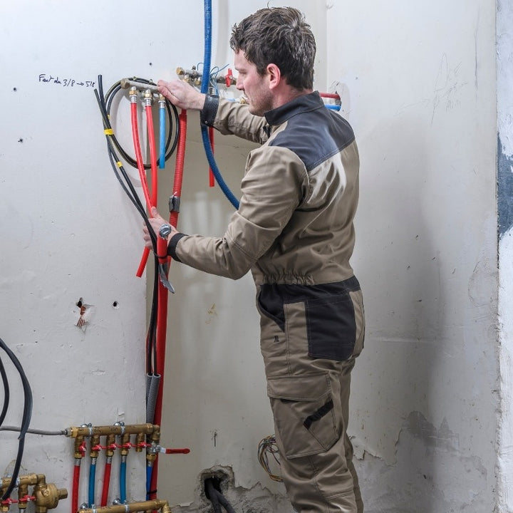 Combinaison Travail 2 Zip Wire Beige  portée  de dos