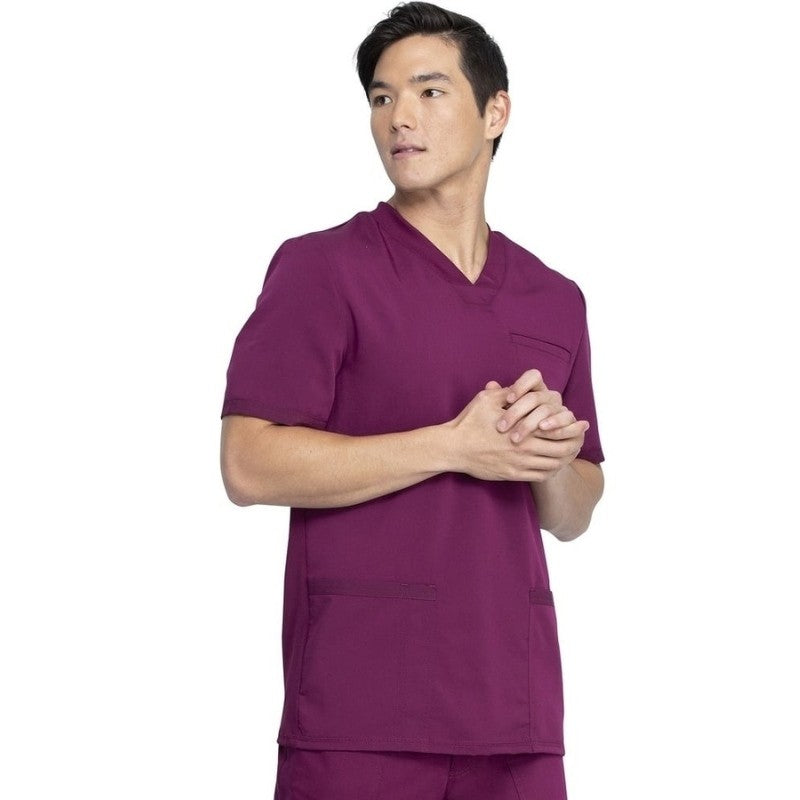 Blouse médicale homme tissu extensible bordeaux, avec 3 poches par Dickies Médical
