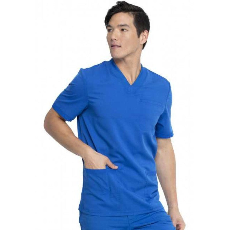 Blouse Médicale Homme Tissu Extensible Bleu Royal Face Poche