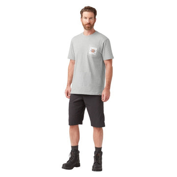 T-shirt de travail col rond 100e anniversaire gris vue mannequin porté
