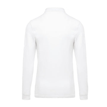 Polo Piqué Homme Manches Longues Blanc - KARIBAN I Dos