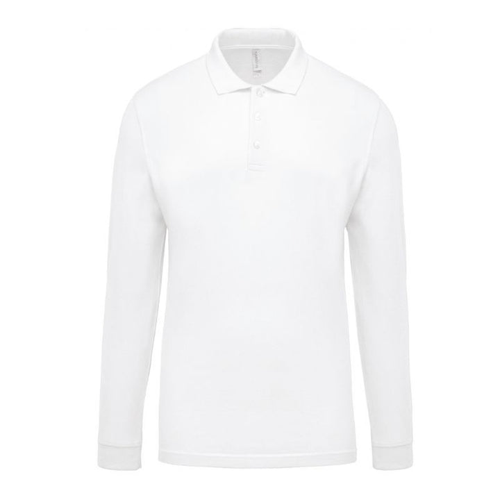 Polo Piqué Homme Manches Longues Blanc - KARIBAN