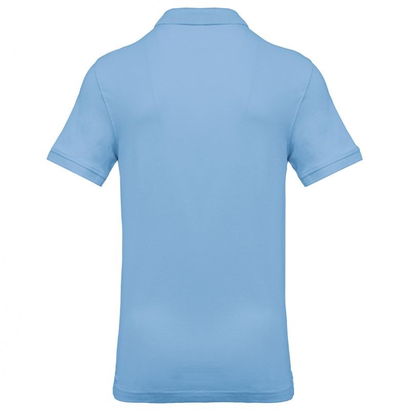 Dos Polo Piqué Homme Manches Courtes 100% Coton Bleu Ciel - KARIBAN