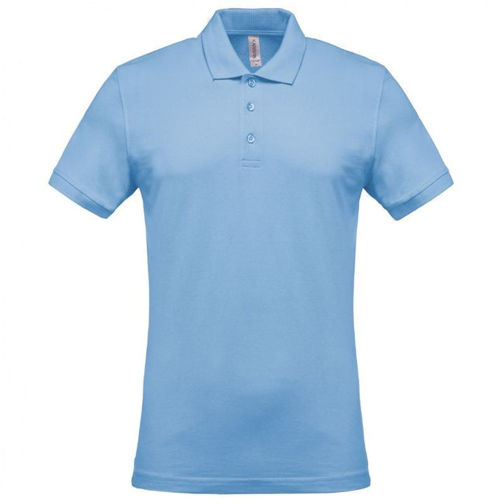 Polo Piqué Homme Manches Courtes 100% Coton Bleu Ciel - KARIBAN