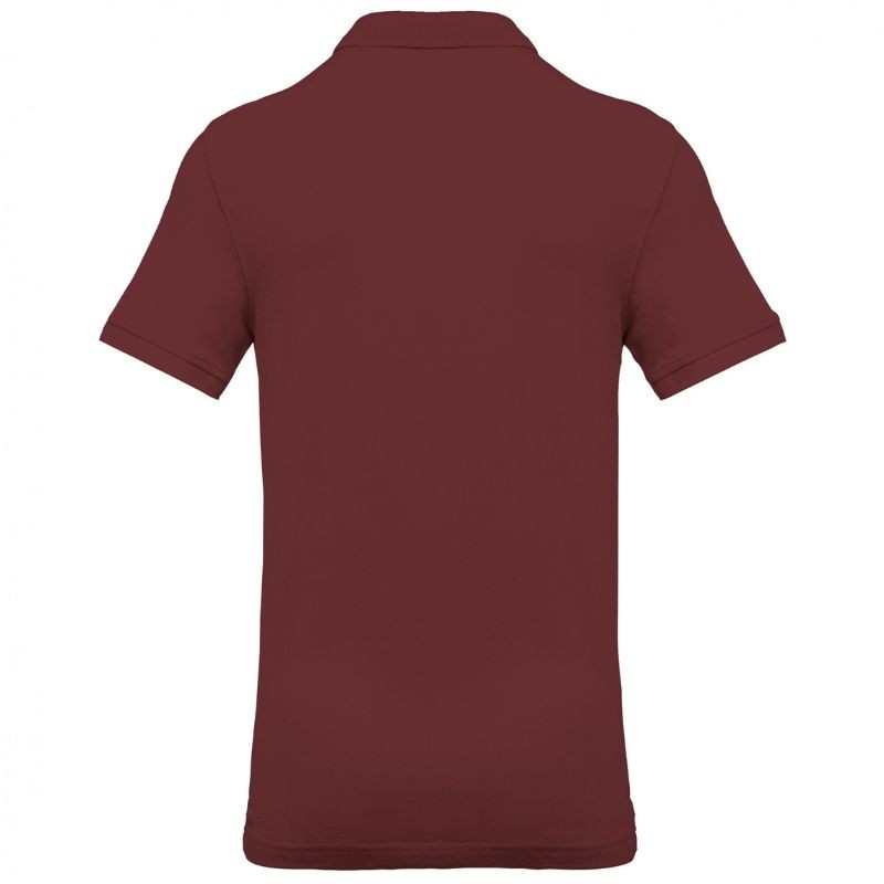 Dos Polo Piqué Homme 100% Coton Manches Courtes Bordeaux - KARIBAN