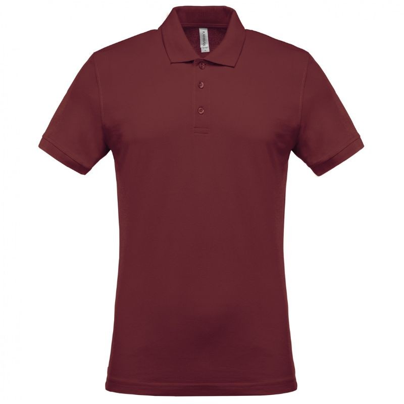 Polo Piqué Homme 100% Coton Manches Courtes Bordeaux - KARIBAN