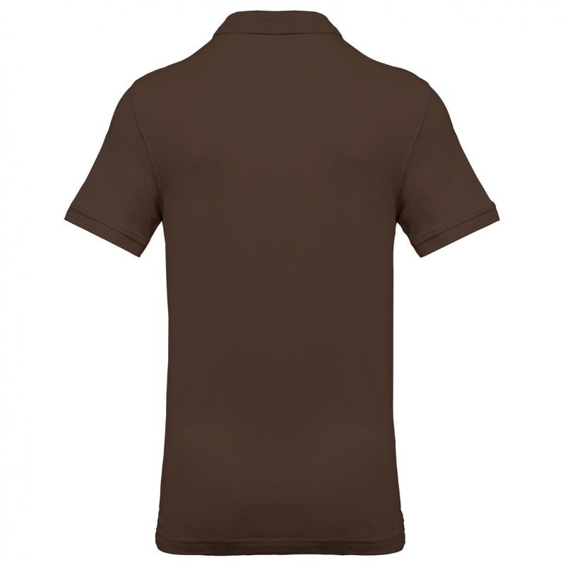 Dos Polo Piqué Homme 100% Coton Manches Courtes Marron - KARIBAN
