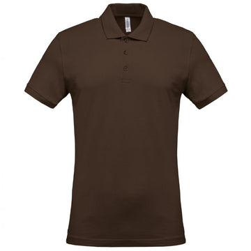 Polo Piqué Homme 100% Coton Manches Courtes Marron - KARIBAN