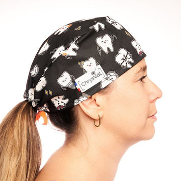Calot Médical Unisexe 100% Coton à Motifs Black Dent