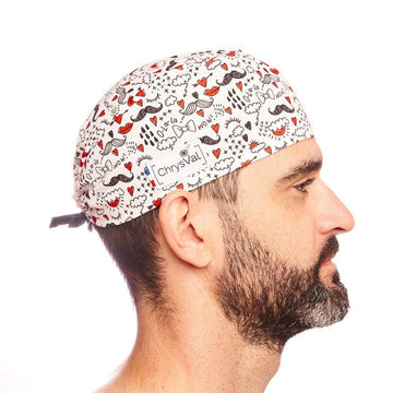 Calot Médical Unisexe 100% Coton à Motifs Moustache