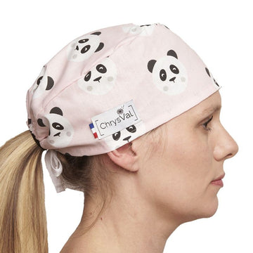 Calot Médical Unisexe 100% Coton à Motifs Panda CHRYSVAL