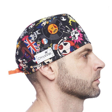 Calot Médical Unisexe 100% Coton à Motifs Pop Rock