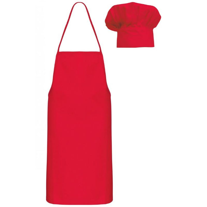 Kit Chef Cuisinier Enfant Tablier et Toque Rouge KARIBAN