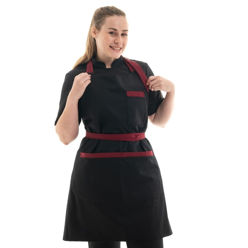 Tablier à Bavette Bicolore Noir et Rouge Nicolas