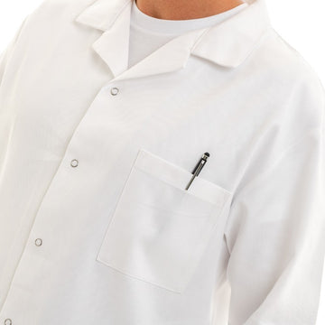 Zoom col et poche avant blouse chimie manelli