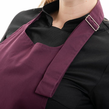 Zoom sur les languette tablier prune