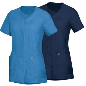 Tunique Médicale Légère Femme Manches Courtes Bleu Azur et Bleu Nuit BP®