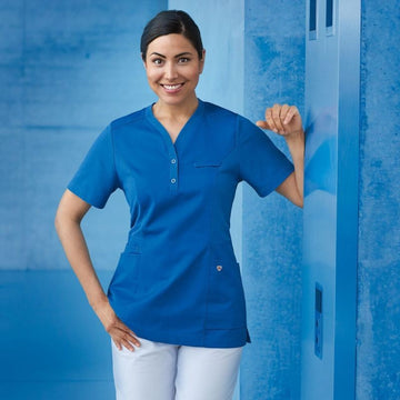 Tunique Médicale Confort Femme Manches Courtes Bleu Azur
