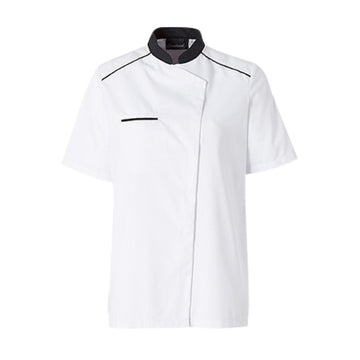 Veste de cuisine femme avec col, neospirit MOLINEL. Coloris blanc avec liseré noir