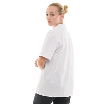Veste de cuisine femme blanche pas cher, manches courtes blanches