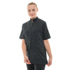 Veste de Cuisine Femme Gaufrée Malaga Manches Courtes Noire - MANELLI