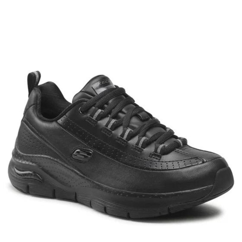 Sneakers de travail noire skechers femme semelle épaisse vue de profil