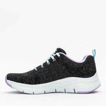 paire de basket femme skechers Archi fit Comfy wave noir et violet