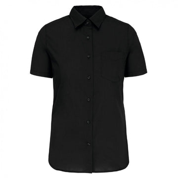 chemisier de service femme classique noir manches courtes