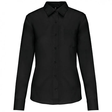 chemisier de service femme noir classique manches longues