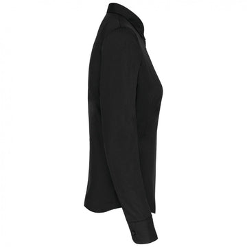 chemisier de service femme noir classique de côté manches longues